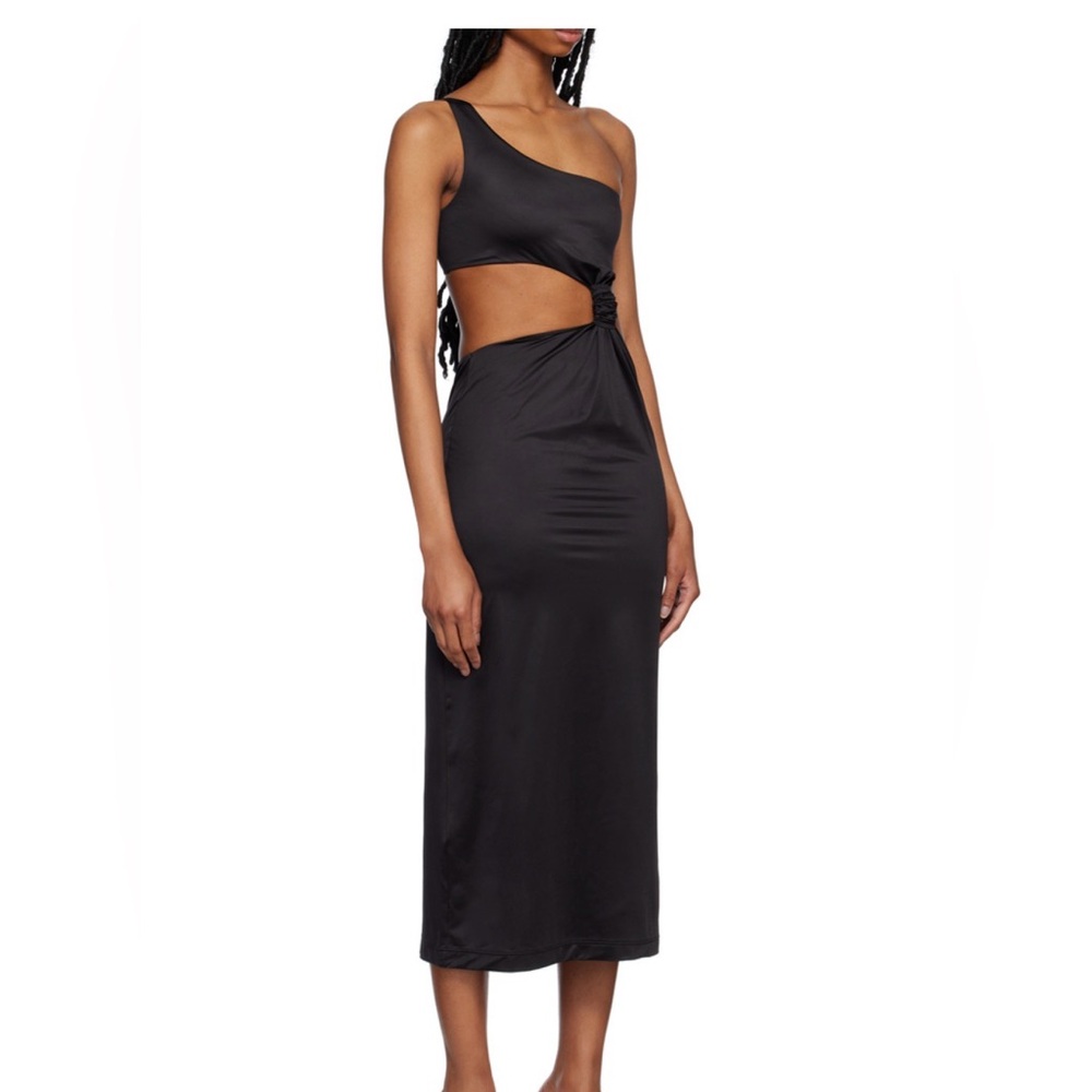 Versace Black Cut-Out One-Shoulder stretch Jersey Midi Dress NWT